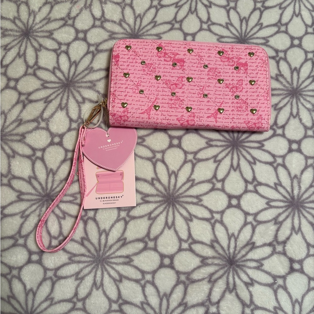 Pink Gold Heart Stud Paris Wallet